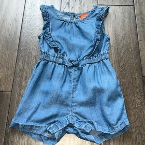Joe fresh girl distressed like blue Jean ruffle romper